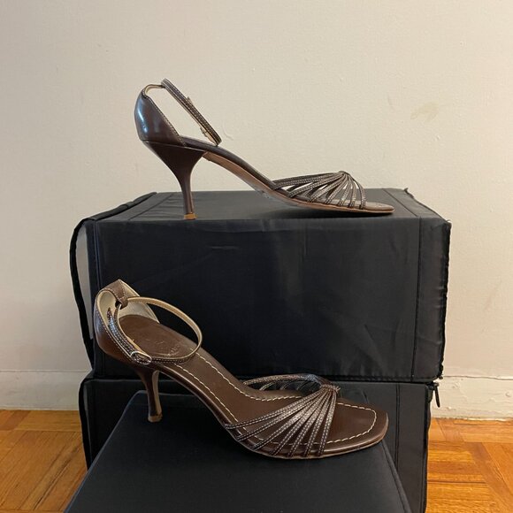J. Crew Brown Leather Strappy Sandal Heels- Size 8 - Picture 2 of 8